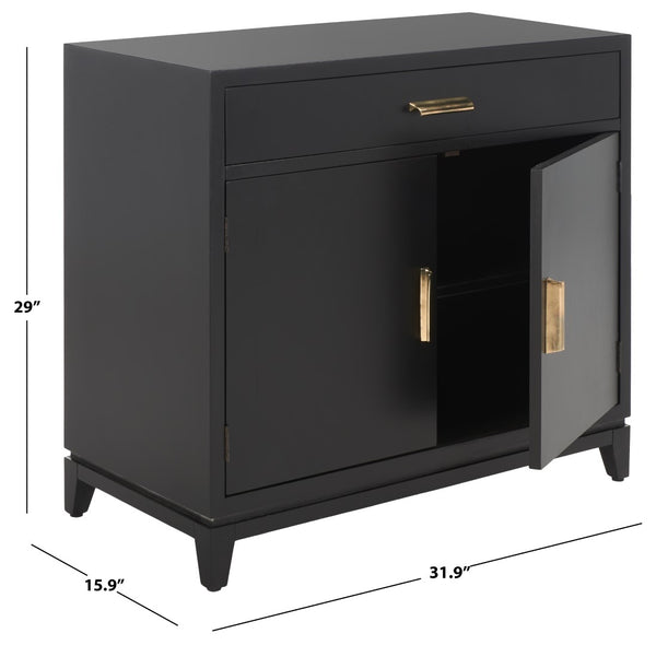 Safavieh Nigel 2 Door 1 Drawer Chest XII23 Black / Brass Wood CHS6600D