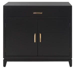 Safavieh Nigel 2 Door 1 Drawer Chest XII23 Black / Brass Wood CHS6600D