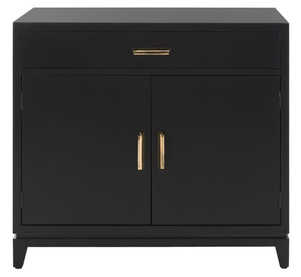 Safavieh Nigel 2 Door 1 Drawer Chest XII23 Black / Brass Wood CHS6600D