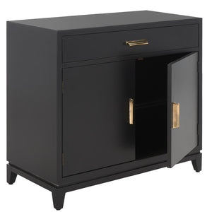 Safavieh Nigel 2 Door 1 Drawer Chest XII23 Black / Brass Wood CHS6600D