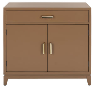 Safavieh Nigel 2 Door 1 Drawer Chest XII23 Taupe / Brass Wood CHS6600E