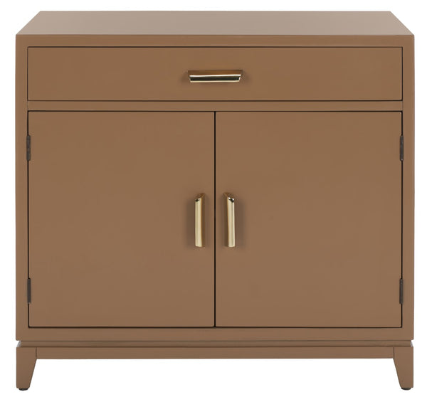 Safavieh Nigel 2 Door 1 Drawer Chest XII23 Taupe / Brass Wood CHS6600E