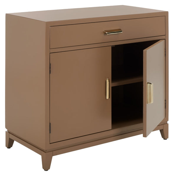 Safavieh Nigel 2 Door 1 Drawer Chest XII23 Taupe / Brass Wood CHS6600E
