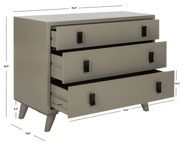Safavieh Blaize Stylish Retro 3-Drawer Chest - Versatile Storage Solution For Bedroom, Entryway, Or Living Room Dark Grey/Black CHS6601A