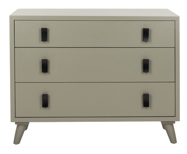 Safavieh Blaize Stylish Retro 3-Drawer Chest - Versatile Storage Solution For Bedroom, Entryway, Or Living Room Dark Grey/Black CHS6601A