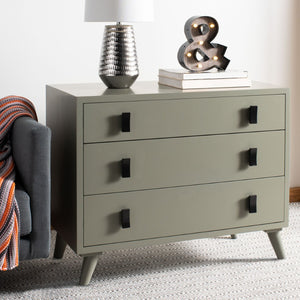 Safavieh Blaize Stylish Retro 3-Drawer Chest - Versatile Storage Solution For Bedroom, Entryway, Or Living Room Dark Grey/Black CHS6601A