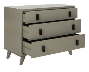 Safavieh Blaize Stylish Retro 3-Drawer Chest - Versatile Storage Solution For Bedroom, Entryway, Or Living Room Dark Grey/Black CHS6601A