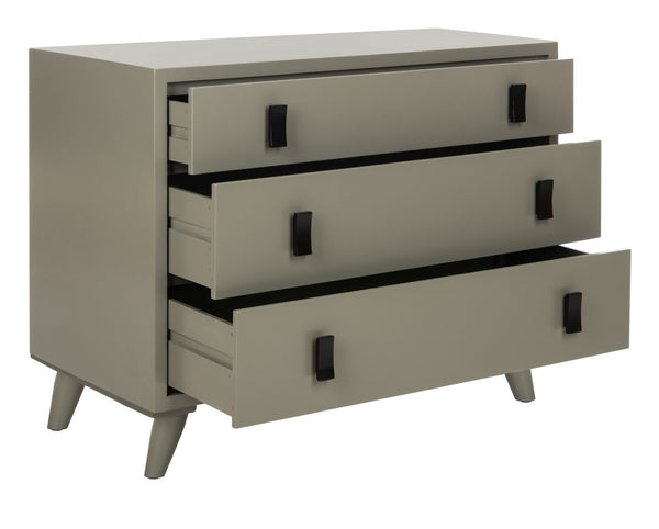 Safavieh Blaize Stylish Retro 3-Drawer Chest - Versatile Storage Solution For Bedroom, Entryway, Or Living Room Dark Grey/Black CHS6601A
