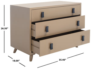 Safavieh Blaize Stylish Retro 3-Drawer Chest - Versatile Storage Solution For Bedroom, Entryway, Or Living Room Taupe/Black CHS6601B