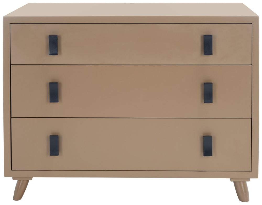 Safavieh Blaize Stylish Retro 3-Drawer Chest - Versatile Storage Solution For Bedroom, Entryway, Or Living Room Taupe/Black CHS6601B