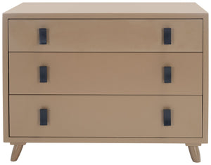 Safavieh Blaize Stylish Retro 3-Drawer Chest - Versatile Storage Solution For Bedroom, Entryway, Or Living Room Taupe/Black CHS6601B