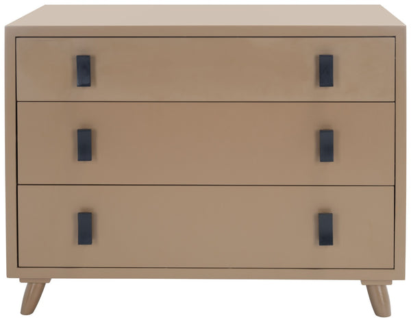 Safavieh Blaize Stylish Retro 3-Drawer Chest - Versatile Storage Solution For Bedroom, Entryway, Or Living Room Taupe/Black CHS6601B