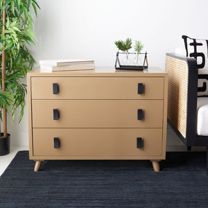 Safavieh Blaize Stylish Retro 3-Drawer Chest - Versatile Storage Solution For Bedroom, Entryway, Or Living Room Taupe/Black CHS6601B