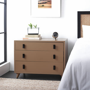 Safavieh Blaize Stylish Retro 3-Drawer Chest - Versatile Storage Solution For Bedroom, Entryway, Or Living Room Taupe/Black CHS6601B