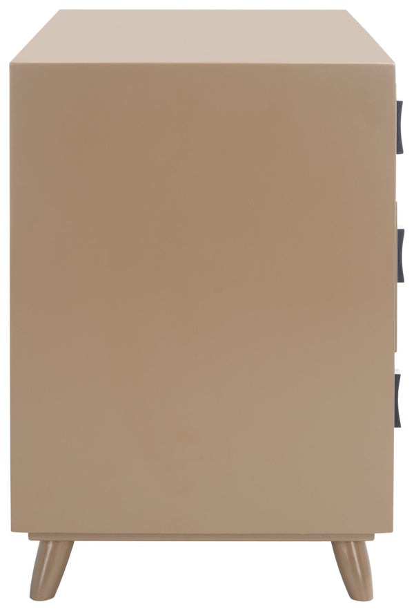 Safavieh Blaize Stylish Retro 3-Drawer Chest - Versatile Storage Solution For Bedroom, Entryway, Or Living Room Taupe/Black CHS6601B