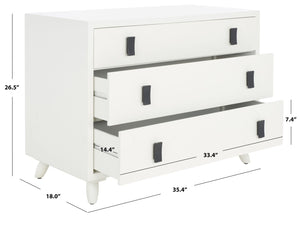 Safavieh Blaize Stylish Retro 3-Drawer Chest - Versatile Storage Solution For Bedroom, Entryway, Or Living Room White CHS6601C