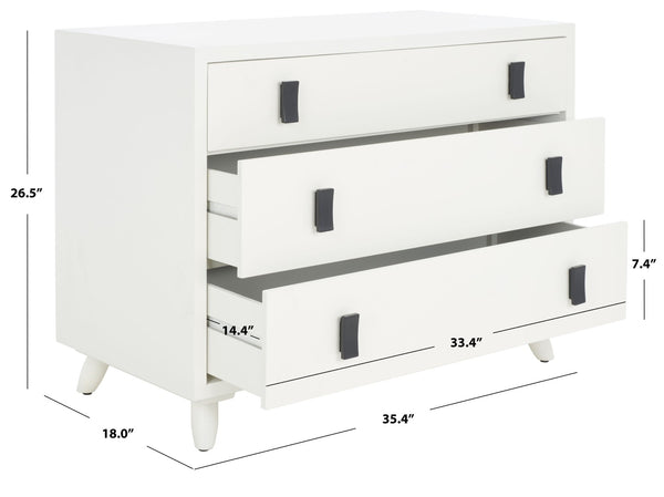 Safavieh Blaize Stylish Retro 3-Drawer Chest - Versatile Storage Solution For Bedroom, Entryway, Or Living Room White CHS6601C
