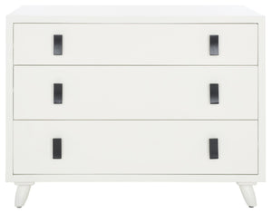Safavieh Blaize Stylish Retro 3-Drawer Chest - Versatile Storage Solution For Bedroom, Entryway, Or Living Room White CHS6601C