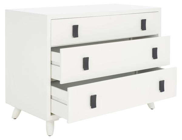 Safavieh Blaize Stylish Retro 3-Drawer Chest - Versatile Storage Solution For Bedroom, Entryway, Or Living Room White CHS6601C