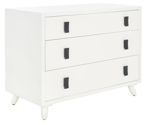 Safavieh Blaize Stylish Retro 3-Drawer Chest - Versatile Storage Solution For Bedroom, Entryway, Or Living Room White CHS6601C