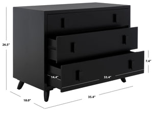 Safavieh Blaize Stylish Retro 3-Drawer Chest - Versatile Storage Solution For Bedroom, Entryway, Or Living Room Black CHS6601D