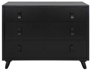 Safavieh Blaize Stylish Retro 3-Drawer Chest - Versatile Storage Solution For Bedroom, Entryway, Or Living Room Black CHS6601D