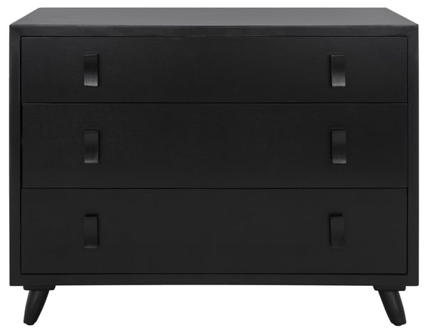 Safavieh Blaize Stylish Retro 3-Drawer Chest - Versatile Storage Solution For Bedroom, Entryway, Or Living Room Black CHS6601D