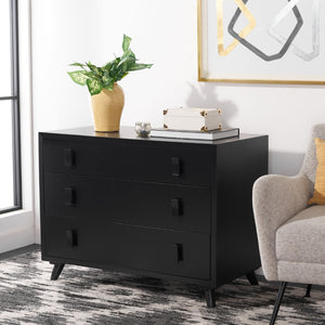 Safavieh Blaize Stylish Retro 3-Drawer Chest - Versatile Storage Solution For Bedroom, Entryway, Or Living Room Black CHS6601D