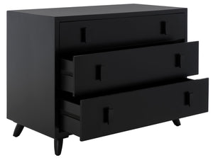 Safavieh Blaize Stylish Retro 3-Drawer Chest - Versatile Storage Solution For Bedroom, Entryway, Or Living Room Black CHS6601D