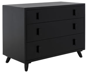 Safavieh Blaize Stylish Retro 3-Drawer Chest - Versatile Storage Solution For Bedroom, Entryway, Or Living Room Black CHS6601D
