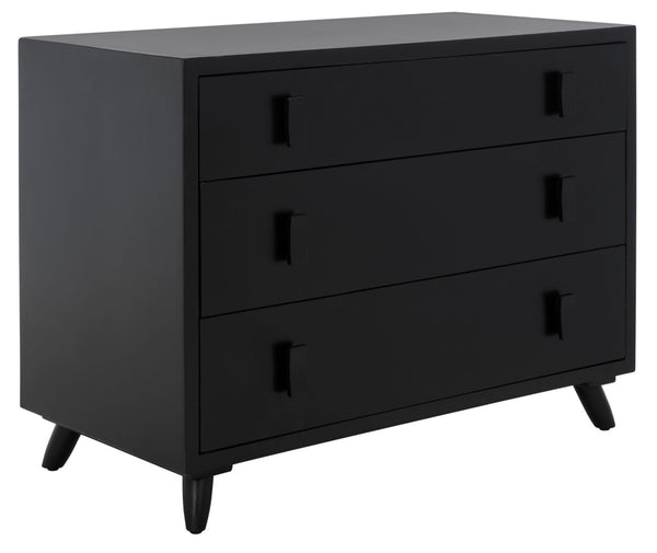 Safavieh Blaize Stylish Retro 3-Drawer Chest - Versatile Storage Solution For Bedroom, Entryway, Or Living Room Black CHS6601D