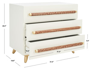 Safavieh Raquel 3-Drawer Chest - Mid-Century Modern Rustic Storage Solution For Stylish Small Spaces White CHS6602C