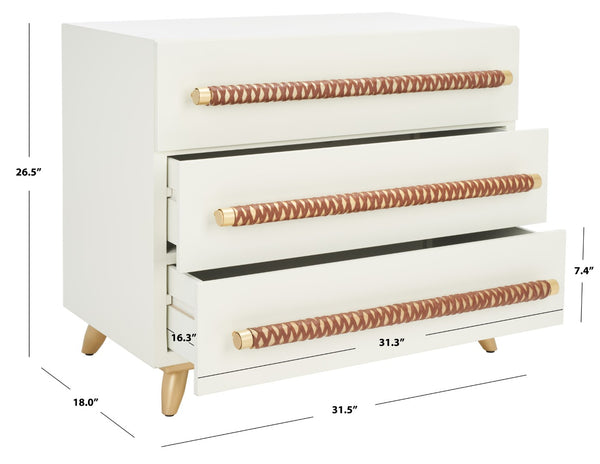 Safavieh Raquel 3-Drawer Chest - Mid-Century Modern Rustic Storage Solution For Stylish Small Spaces White CHS6602C