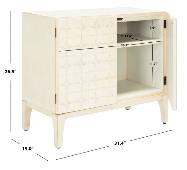 Safavieh Sula 2-Door Chest With Shelf - Moroccan-Inspired Style In Antique White For Modern Spaces CHS6603A