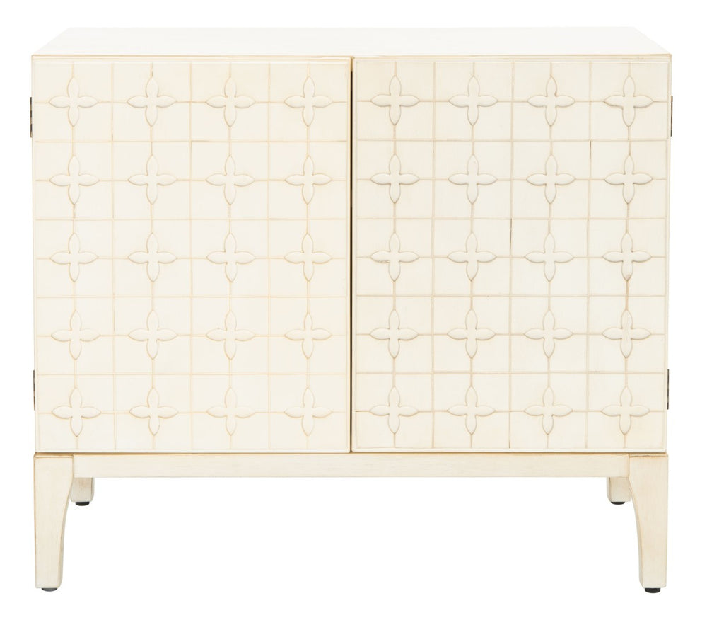 Safavieh Sula 2-Door Chest With Shelf - Moroccan-Inspired Style In Antique White For Modern Spaces CHS6603A
