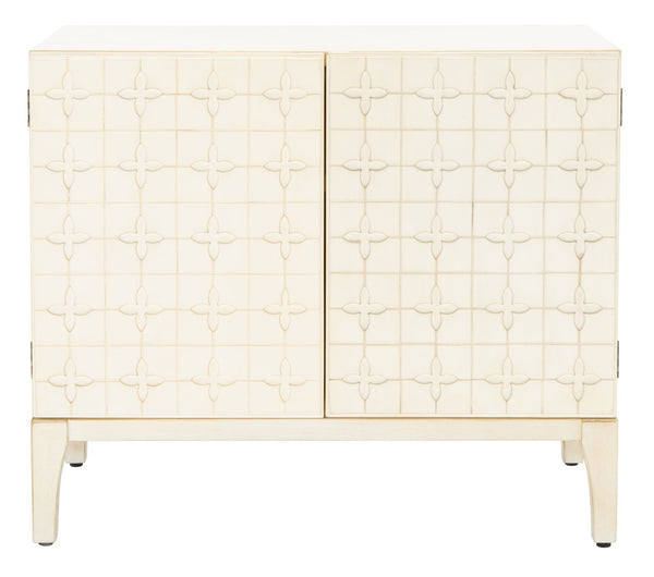 Safavieh Sula 2-Door Chest With Shelf - Moroccan-Inspired Style In Antique White For Modern Spaces CHS6603A