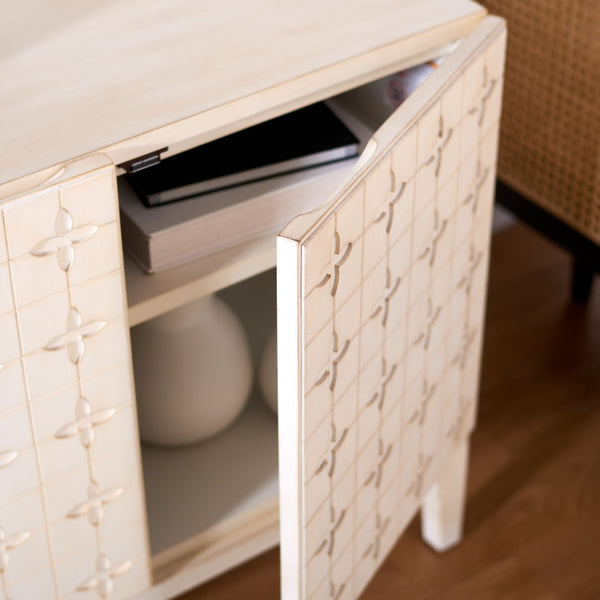 Safavieh Sula 2-Door Chest With Shelf - Moroccan-Inspired Style In Antique White For Modern Spaces CHS6603A