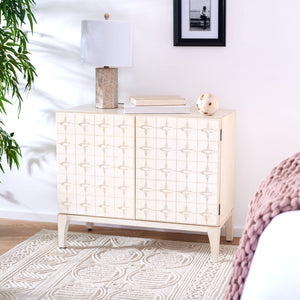 Safavieh Sula 2-Door Chest With Shelf - Moroccan-Inspired Style In Antique White For Modern Spaces CHS6603A