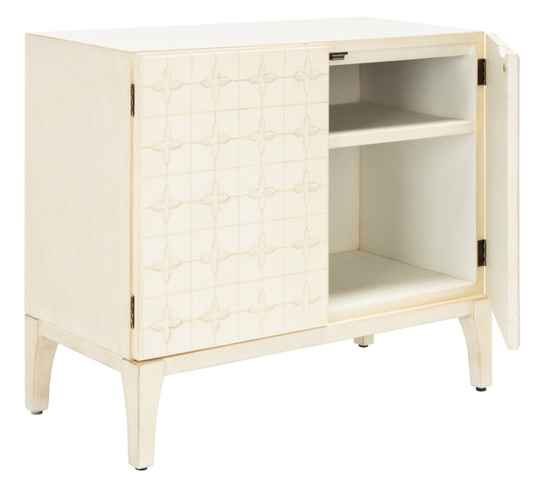 Safavieh Sula 2-Door Chest With Shelf - Moroccan-Inspired Style In Antique White For Modern Spaces CHS6603A