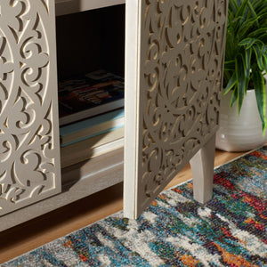 Safavieh Alexie Antique Grey 2-Door Chest With Carved Floral Design - Elegant Storage For Any Space CHS6604A