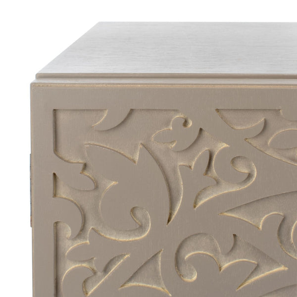 Safavieh Alexie Antique Grey 2-Door Chest With Carved Floral Design - Elegant Storage For Any Space CHS6604A