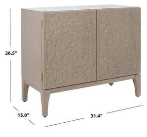 Safavieh Alexie Antique Grey 2-Door Chest With Carved Floral Design - Elegant Storage For Any Space CHS6604A