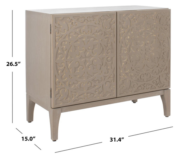 Safavieh Alexie Antique Grey 2-Door Chest With Carved Floral Design - Elegant Storage For Any Space CHS6604A