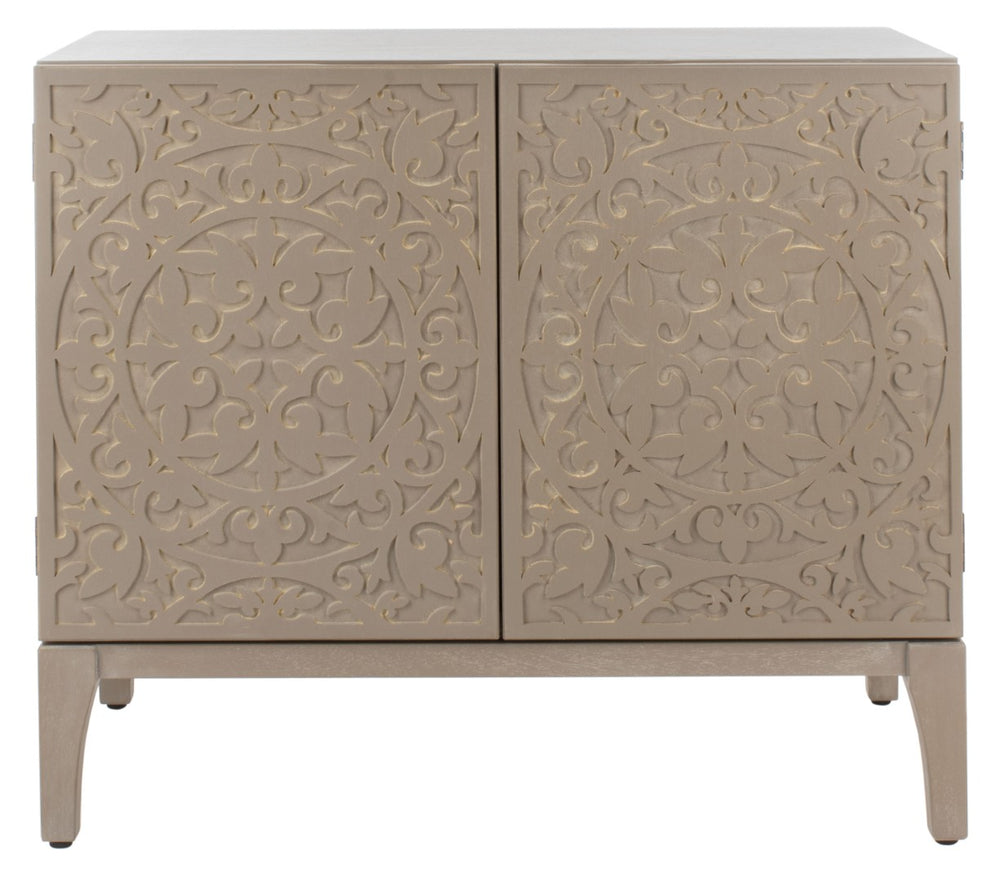 Safavieh Alexie Antique Grey 2-Door Chest With Carved Floral Design - Elegant Storage For Any Space CHS6604A