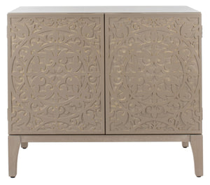 Safavieh Alexie Antique Grey 2-Door Chest With Carved Floral Design - Elegant Storage For Any Space CHS6604A