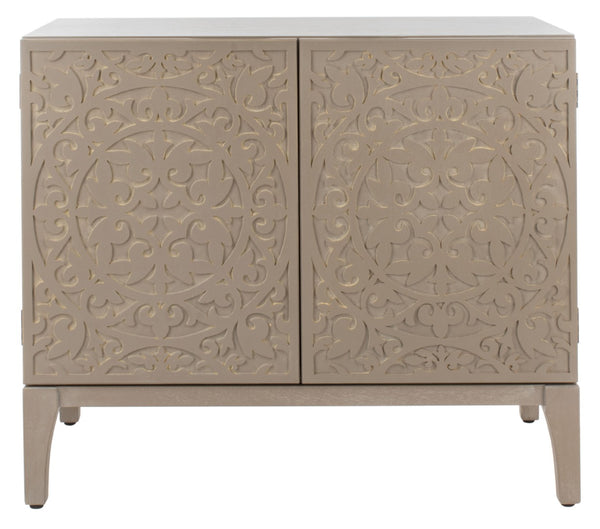Safavieh Alexie Antique Grey 2-Door Chest With Carved Floral Design - Elegant Storage For Any Space CHS6604A
