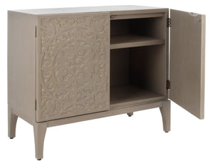 Safavieh Alexie Antique Grey 2-Door Chest With Carved Floral Design - Elegant Storage For Any Space CHS6604A