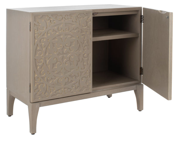 Safavieh Alexie Antique Grey 2-Door Chest With Carved Floral Design - Elegant Storage For Any Space CHS6604A