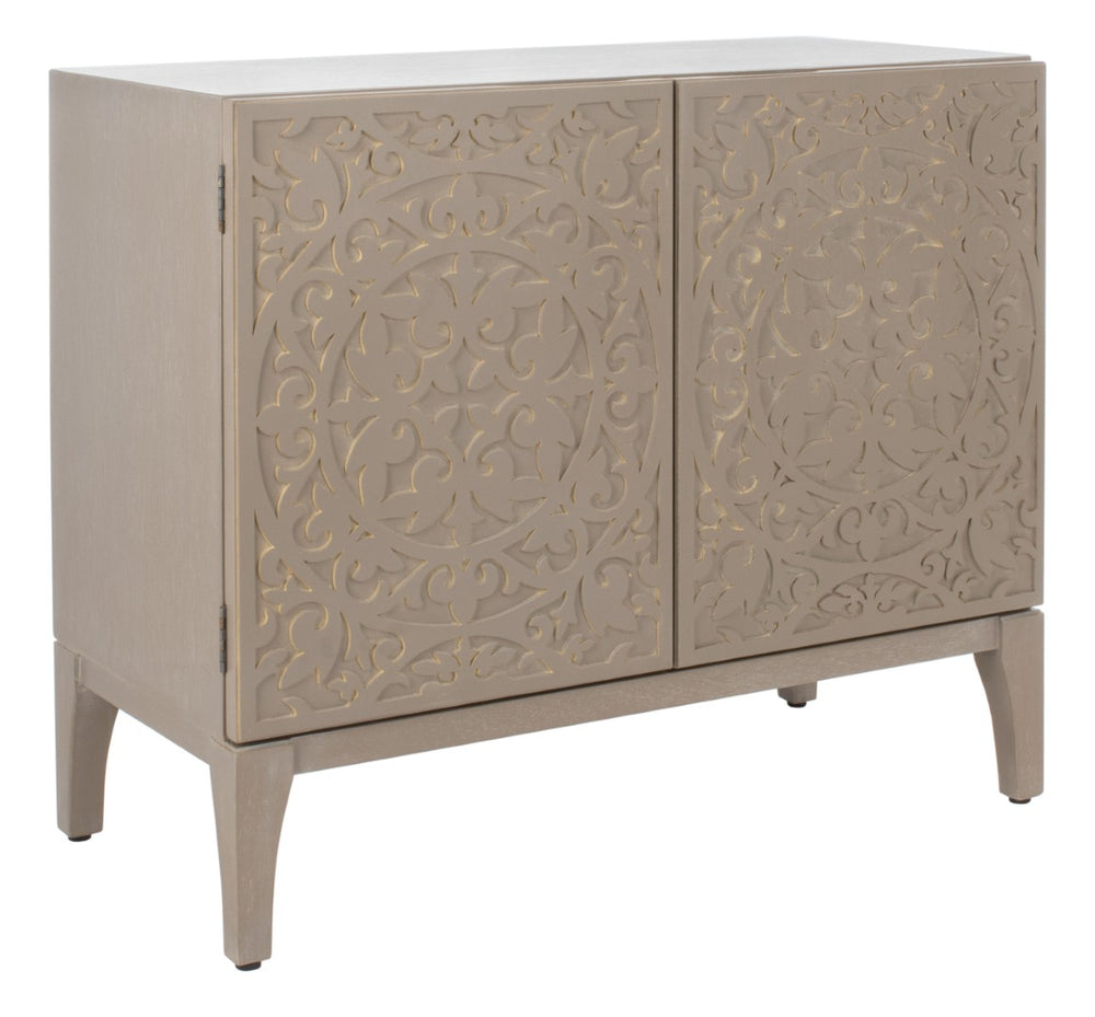 Safavieh Alexie Antique Grey 2-Door Chest With Carved Floral Design - Elegant Storage For Any Space CHS6604A