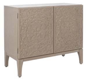 Safavieh Alexie Antique Grey 2-Door Chest With Carved Floral Design - Elegant Storage For Any Space CHS6604A